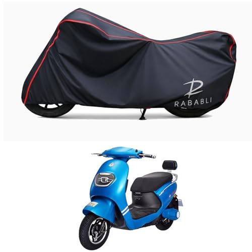 Image of Waterproof Bike Body Cover Compatible for | Tunwal Sports 63 Alpha 48V | Taffeta Fabric, Red Piping Design, Bottom Elastic Fit | Dustproof, Sun UV & Rain Protection for All Bikes
