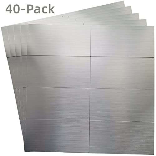 40-Pack 3"X6" Brushed Silver Aluminum Peel And Stick Tile Backsplash Panels (Brushed Aluminum) #TOP3
