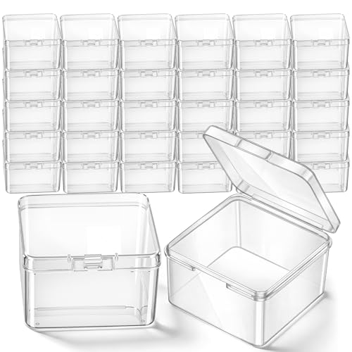 Image of Jetec 30 Pieces Mini Plastic Clear Beads Storage Containers Box for Collecting Small Items, Beads, Jewelry, Business Cards, Game Pieces, Crafts (2.5 x 2.5 x 1.6 Inch)