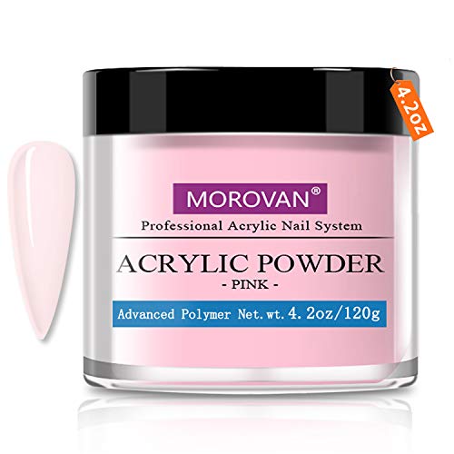 Morovan Acrylic Powder Pink Acrylic Powder System Nail Art Powder with Professional Nail System for Nail Extension Acrylic Nail Powder 4.2 Oz
