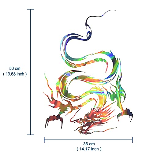 Image of Dragon Graphic Car Hood Sticker Self-Adhesive Vinyl Graphics Decals 19.69'' x 14.57'', Holographic Laser