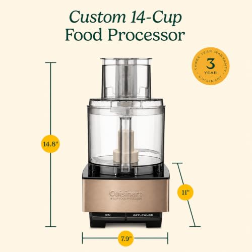 Image of Cuisinart Food Processor 14-Cup Vegetable Chopper for Mincing, Dicing, Shredding, Puree & Kneading Dough, Umber Stainless Steel, DFP-14UMBY