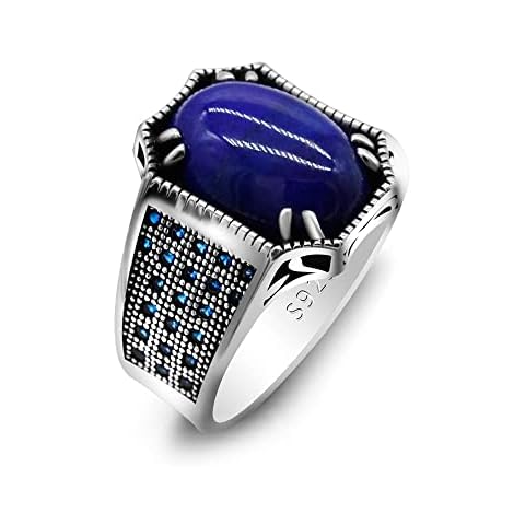 S925 Sterling Silver Lapis Lazuli Ring for All Cover