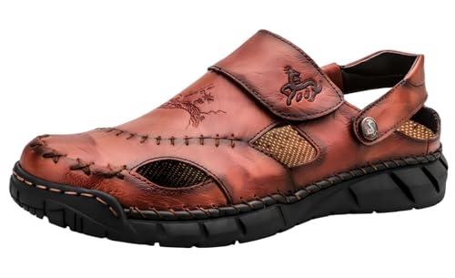 Sandales romaines creuses en cuir homme contre la chaleur : chaussures de marche outdoor
