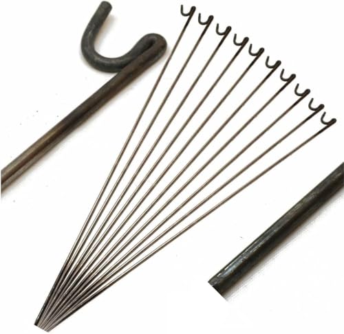 10 x Metal Fence Pins Steel Barrier Fencing Garden Netting Stakes Posts (8mm x 1.25m)