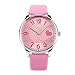 Girls Analog Watch, Fashion Lady Quartz Wrist Watch Leather Strap Big Face Fun Cute Watches with Lovely Heart Shape Water Resistant - Pink