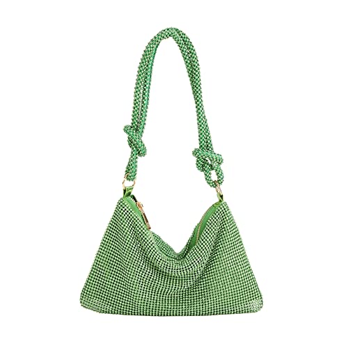 Imagen de CORIOS Bolsa de Noche para Mujer Bolso de Fiesta Diamantes de Imitación Clutch Bolso de Hombro Bolsas de Mensajero Bolsos Bandolera para Fiesta de Graduación Banquete Boda Verde
