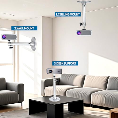 Runhike Lightweight Projector Mount Compatible with Vankyo,Ceiling Wall Mount Projector Stand with 6.88in(175mm) Height, Adjustable Angle 360° RotationBlack,1PCS - Thumbnail 4