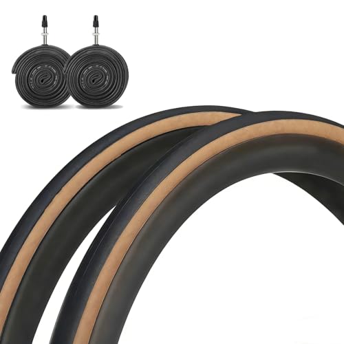 2-Pack 700x28c Road Bike Folding Tires 60TPI 110PSI with 2-Pack Tubes