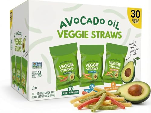 Veggie Straws Snacks Avocado Oil Variety Pack, 30 Pack