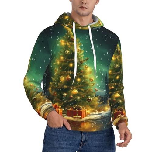 Men's Fleece Pullover Hoodie Long Sleeve Hooded christmas trees Sweatshirt Casual Shirts With Pockets
