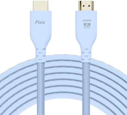 （00:30時点） Pixio ウルトラハイスピード HDMIケーブル 2m パステルブルー PXH212BBL HDMI2.1B 8K/60Hz 4K/120Hz HDR対応 ナイロンメッシュ 水色