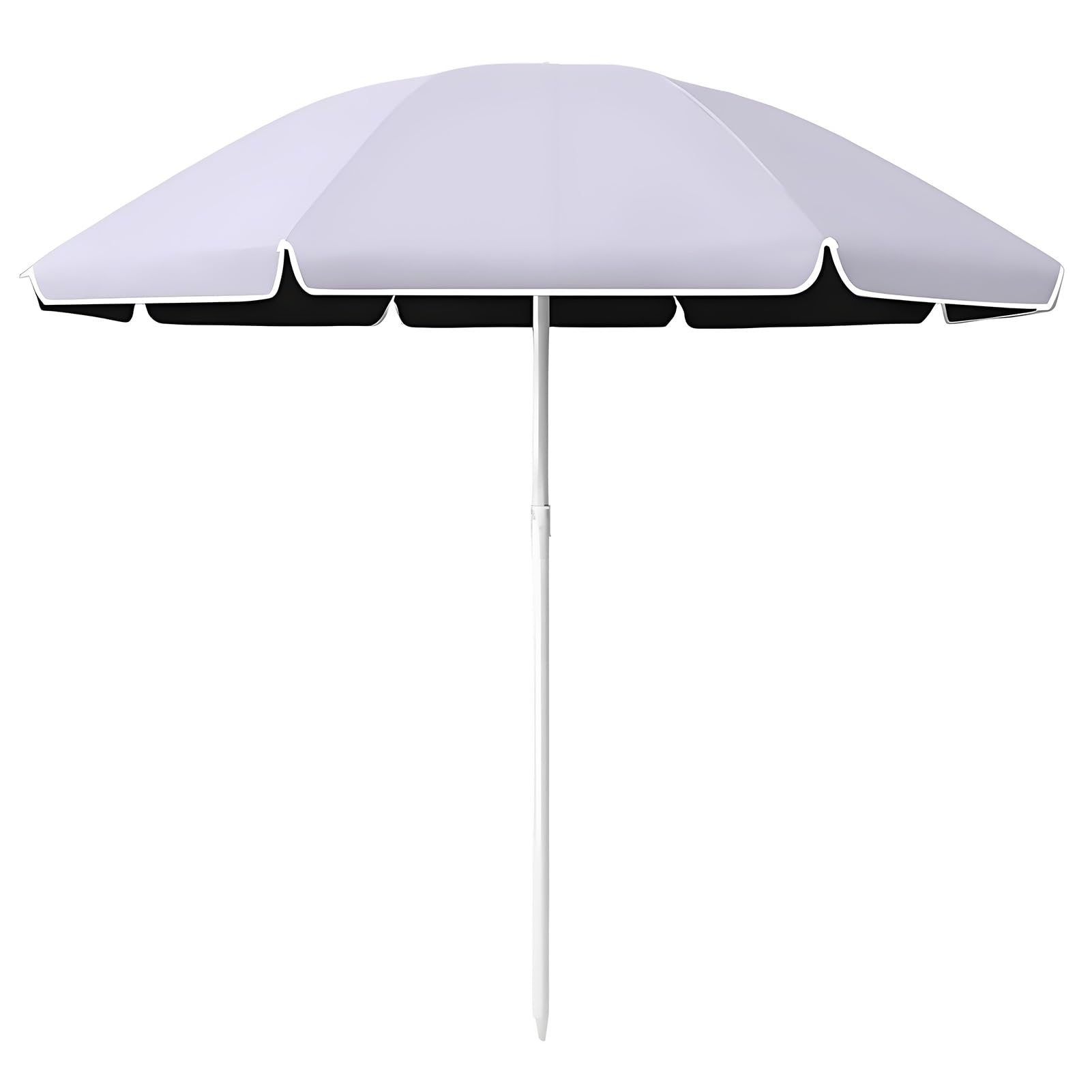 Okrągły Parasol Patio z Regulowaną Wysokością, Przenośny Parasol Plażowy z 8 Żebrami, UPF50+ Parasol Ogrodowy na Kempingowe Pikniki, bez Podstawy