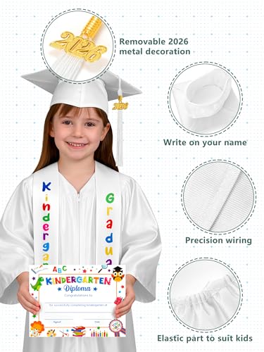 Image of QZYL Kindergarten Graduation Cap and Gown Set, 2026 Congrats Grad Outfit with Tassel & Certificate for Kindergarten