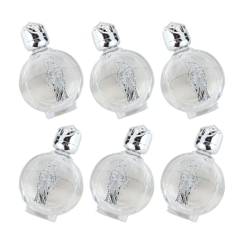 KieTeiiK Pacchetto 6 Cristalli in Vetro Bottiglie d'Acqua da 15 Argento Rotondo per Cerimonie Religiose E Olio Essenziale Graffio Vetro Liturgici