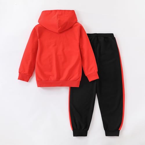 Image of KIDLAGA Toddler Boy Clothes Long Sleeve Hoodie Sweatsuits Tops and Pants Boys Fall Winter Color Block Outfits Set 5-12 Years