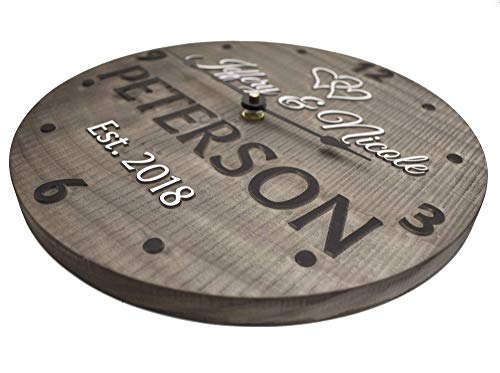 Handmade 11 Inch Wooden Wall Clock Personalized For Couple #TOP2