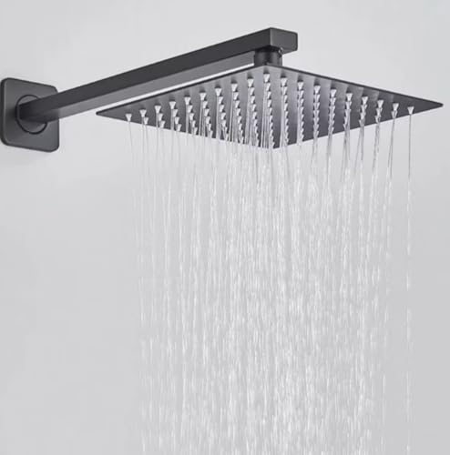 Chuveiro Quadrado de Teto, 20 x 20 cm, Acabamento Fosco Preto, co...