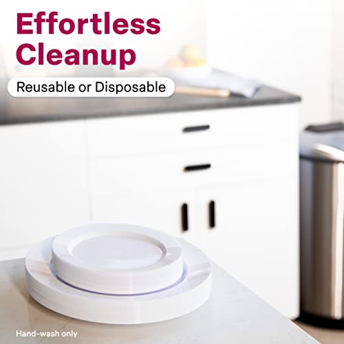 60 White Plastic Plates Disposable, Heavy Duty Plastic Plates For Party - 30 Dinner Plates 10.25" + 30 Salad Dessert Appetizer Plates 7.5", Premium Hard Party Plate Elegant Wedding Holidays Parties #TOP5