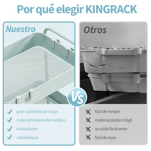Miniatura 6 de Kingrack Carrito De Almacenamiento De Metal De 4 Niveles Con Ruedas, Libro De Belleza, Manualidades, Arte De Té, Para El Hogar, Baño, Cocina, Lavandería, No Necesita Tornillos, Carrito De Utilidad
