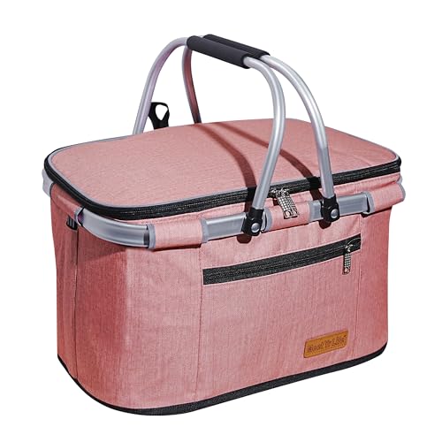 ABIUBIU Einkaufskorb Kühltasche Groß Isolierkorb KüHlkorb KüHltasche Picknickkorb Picknicktasche mit Zwei Griffen -für Reisen/Picknick/Einkaufen/Geschenk