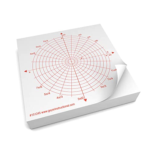 Polar Circle with Radians, Graphing Post-It Notes, 4 packs of 100 sheets, 400 sheets total