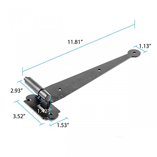 Renovators Supply Manufacturing Black Offset Strap Lift Off Pintle Hinge 11" X 2-5/8" Wrought Iron Pin Hinges For Shutters, Exterior Window Doors Or Gates Offsets With Hardware #TOP4