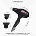 Professional Ionic Salon Hair Dryer, Powerful 2200 watt Ceramic Tourmaline Blow Dryer, Pro Ion Quiet Hairdryer with 2 Concentrator Nozzle Attachments - Best Soft Touch Body/ Black& Rose Gold