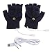USB Warmer Heated Gloves Flip Half Fingerless Electronic Knitted Hand Gloves for Men Women Winter (Navy Blue)