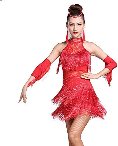 女性ダンスドレス 女性フリンジタッセル社交ボールサンバタンゴラテンダンスドレス競技コスチュームテーマパーティースイングドレス 社交ダンス モダンドレス Color Red Size M B0841wdh5c 3 801円