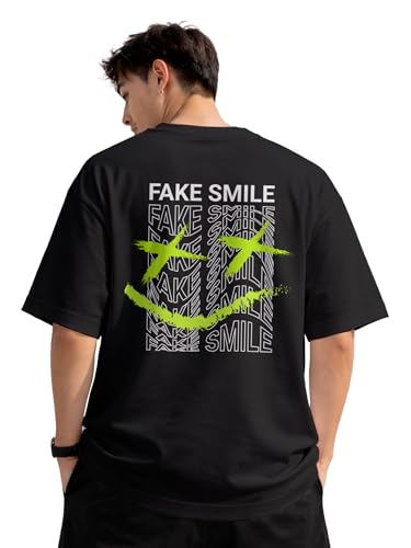 Image of fanideaz Mens Oversized Printed Half Sleeve Branded Cotton T-Shirt for Mens || Back Printed t Shirts for Men || Oversized t Shirts for Men