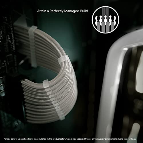 Image of LINKUP - PCI-E 8 (6+2) P GPU PSU Power Supply Braided Sleeved Custom Mod PC Extension Cable w /Combs┃Strong & Stiff Design┃Single Pack┃30CM 300MM - White