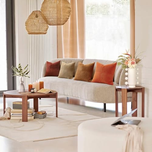 Sungeek Set of 4 Decorative Cushion Covers Soft Striped Corduroy Boho Square Throw Pillow Cases Fall Mix and Match Home Decor for Sofa Couch Living Room Bedroom Farmhouse 45x45cm, Brown Rust - Cosy Home Interiors Sungeek Set of 4 Decorative Cushion Covers Soft Striped Corduroy Boho Square Throw Pillow Cases Fall Mix and Match Home Decor for Sofa Couch Living Room Bedroom Farmhouse 45x45cm, Brown Rust - Image 6