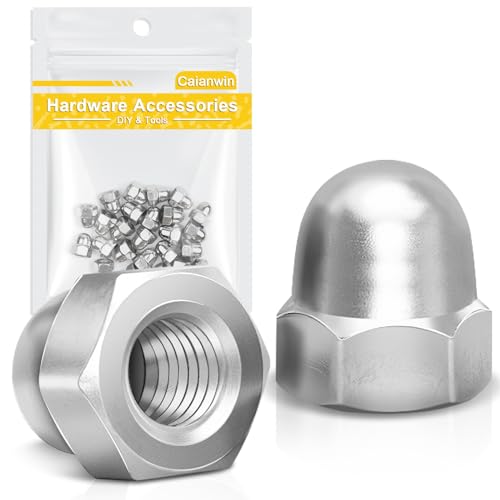 Hutmuttern, Caianwin DIN 1587 Hutmutter Edelstahl A2 Sechskant-Hutmuttern für Schrauben, Gewindestangen, Gewindebolzen (25, M5)