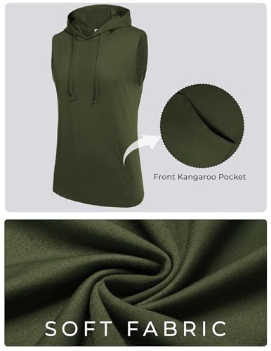 COOFANDY Workout Hoodie Tank Tops for Men Two Piece Outfit Sets Shorts Sleeveless Tracksuit