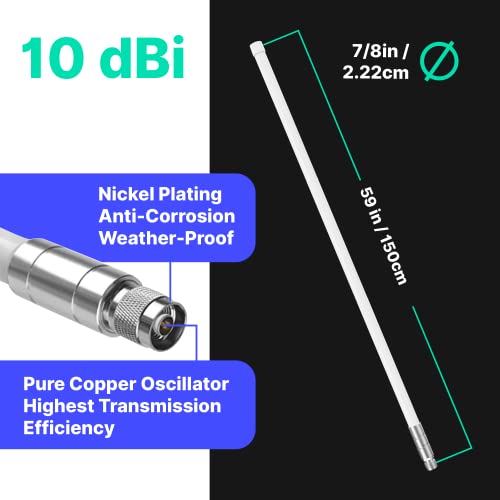 Image of RAIGEN Helium Miner 10dBi Antenna LoRa 915 MHz 59in Outdoor Omni-Directional HNT Hotspot for MNTD, Nebra, RAK, Bobcat, Syncrob, and Sensecap [Cables Sold Separately] (10 dbi)