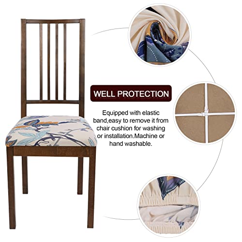 Image of SearchI Seat Covers for Dining Room Chairs Stretch Printed Chair Seat Covers Set of 4, Removable Washable Upholstered Chair Seat Protector Cushion Slipcovers for Kitchen, Office(Flower Pattern)