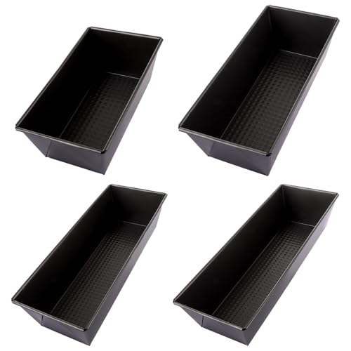 LDXDRU 4 Pack Bread Loaf Tin 8/10 / 12/14 Inch, Non Stick Bread Tin, Carbon Steel Bread Baking Tin Rectangular Loaf Baking Pan for Oven Baking