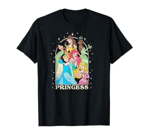T-shirt Disney Princesses Sparkle pour filles en coton doux au motif arche magique