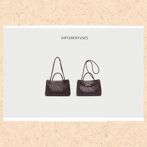 Woven Leather Handbag, Bucket Style Tote with Gold Lock Design, Top Handle Shoulder Bag for Women, Clutch Bag (Light Blue)3