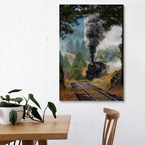 Art Wall Decor Landscape Train Tracks Poster Decorative Painting Canvas Wall Art Living Room Posters Bedroom Painting 16X24Inch(40X60Cm) #TOP2