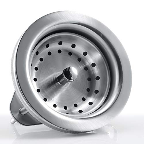 KONE 3-1/2 Inch Kitchen Sink Drain Assembly Strainer Basket/Stopper, 304 Premium Stainless Steel Kitchen Sink Drain Kit With Triangular base