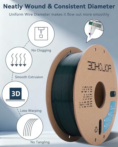 Image of 3DHoJor PLA Filament 1.75mm,3D Printer Filament,1kg Cardboard Spool (2.2lbs),Dimensional Accuracy + /- 0.03 mm,Odor Free, Clog Free, No Brittle Filaments, Fit Most 3D FDM Printer,Green