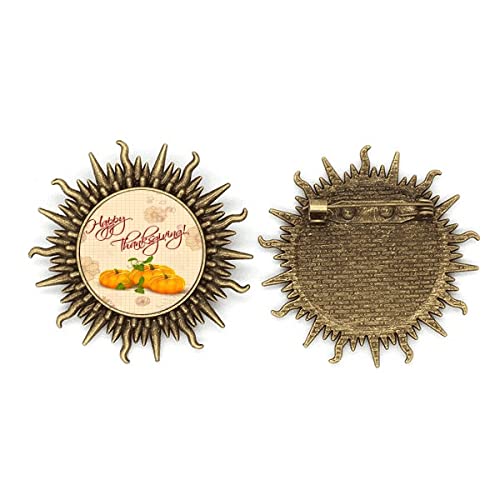 Broche citrouille Happy Thanksgiving en métal pour repas de famille