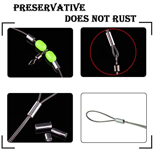 ZRUOYI Wire Rope Crimping Loop Sleeves 250Pcs Single and Double Barrel Ferrule for Wire Rope and Fishing Line Assortment Kit Barrel Copper Crimping Loop Sleeve Fishing Line Tube Connector Kit 5 Size - Thumbnail 4