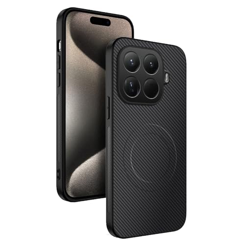 for Xiaomi Mi 15T Proケース用teroxa 互換性Magsafe、カーボンファイバーおよび柔軟なシリコーンバンパーカバー堅固な軽量スリムフィットグリップ防衝撃保護 (black)