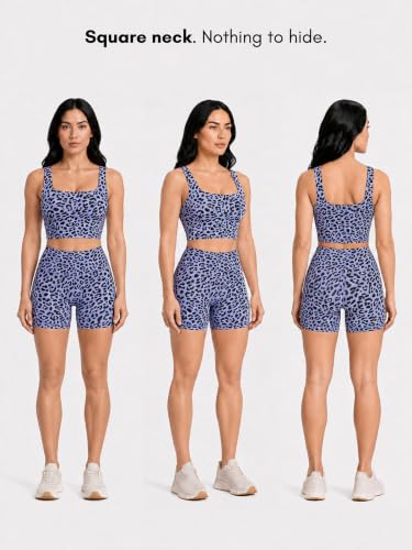 Image of Sunzel Square Neck Longline Sports Bra, Built-in Bra Crop Tank Top