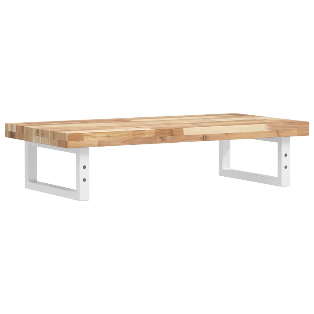 Regał pod umywalkę, montaż ścienny, ze stali i litego drewna akacjowego, 80 x 40 cm, zajmujący mało miejsca mebel łazienkowy z półką na ręczniki, kosmetyki, syfon i umywalkę