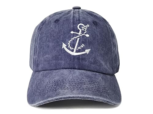 Enodtter Anchor Hat for Men Women Gift for Boating Navy Blue Adjustable Baseball Cap Soft Embroidery Cotton Snapback Dad Hat