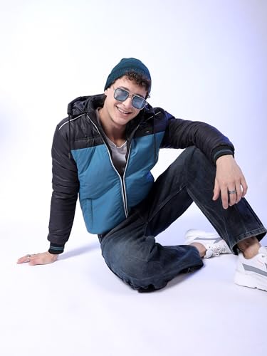 Image of The Indian Garage Co Men Regular Fit Colourblocked Bomber Jackets